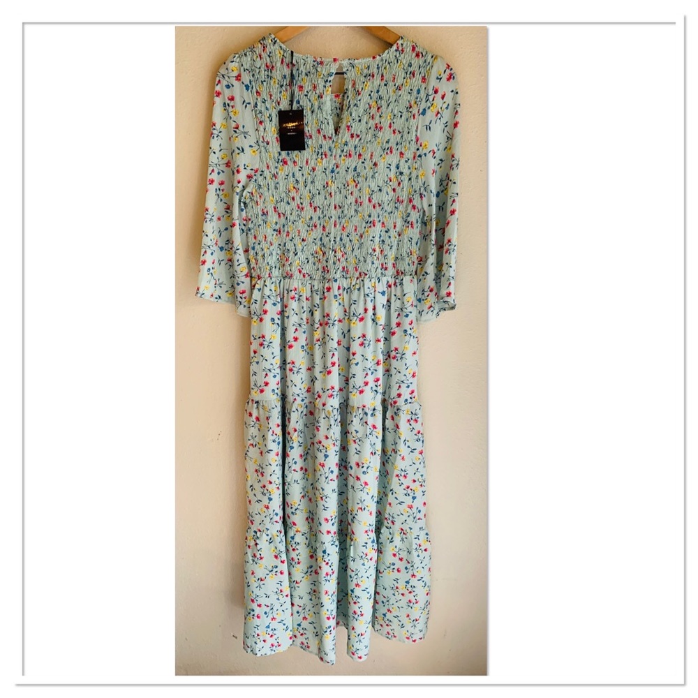 Code x Mode Floral Maxi Print Dress Green Red Multicolour Size Large - Picture 5 of 11